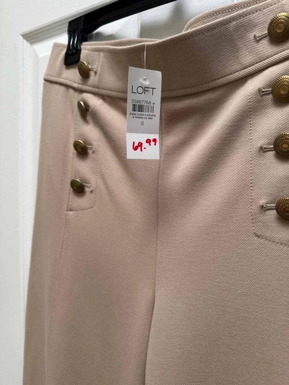 LOFT Taupe Wide-Leg Sailor-Style Pants - Picture 4 of 5